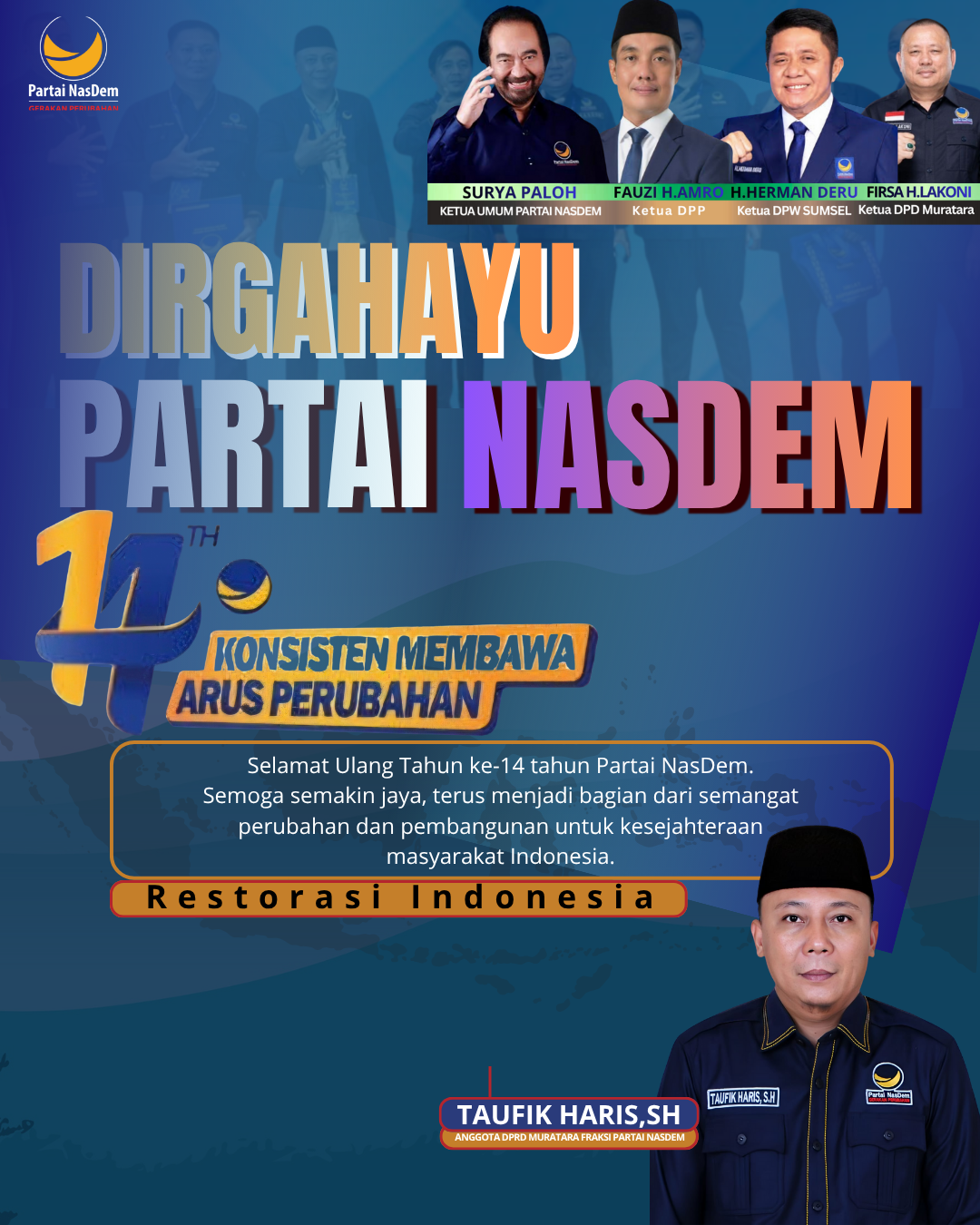 DPRD Taufik Haris HUT NASDEM