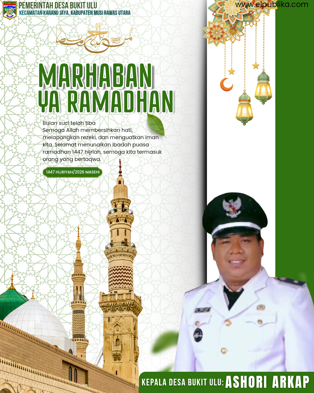 Kepala Desa Bukit Ulu mengucapkan marhaban ya ramadhan
