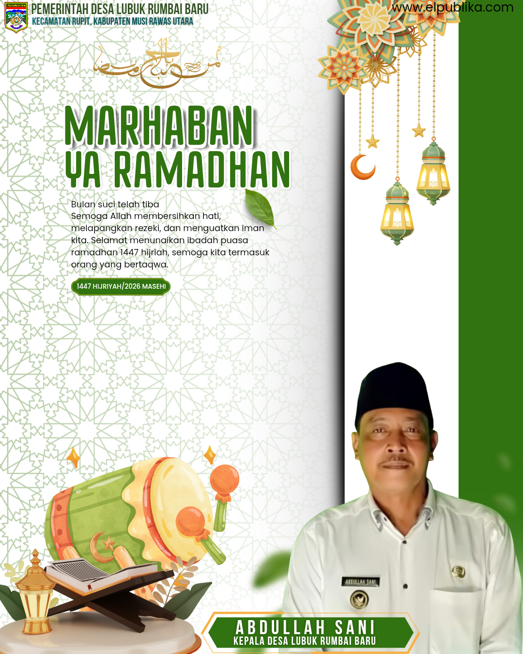 Kepala Desa Lubuk Rumbai Baru mengucapkan marhaban ya ramadhan