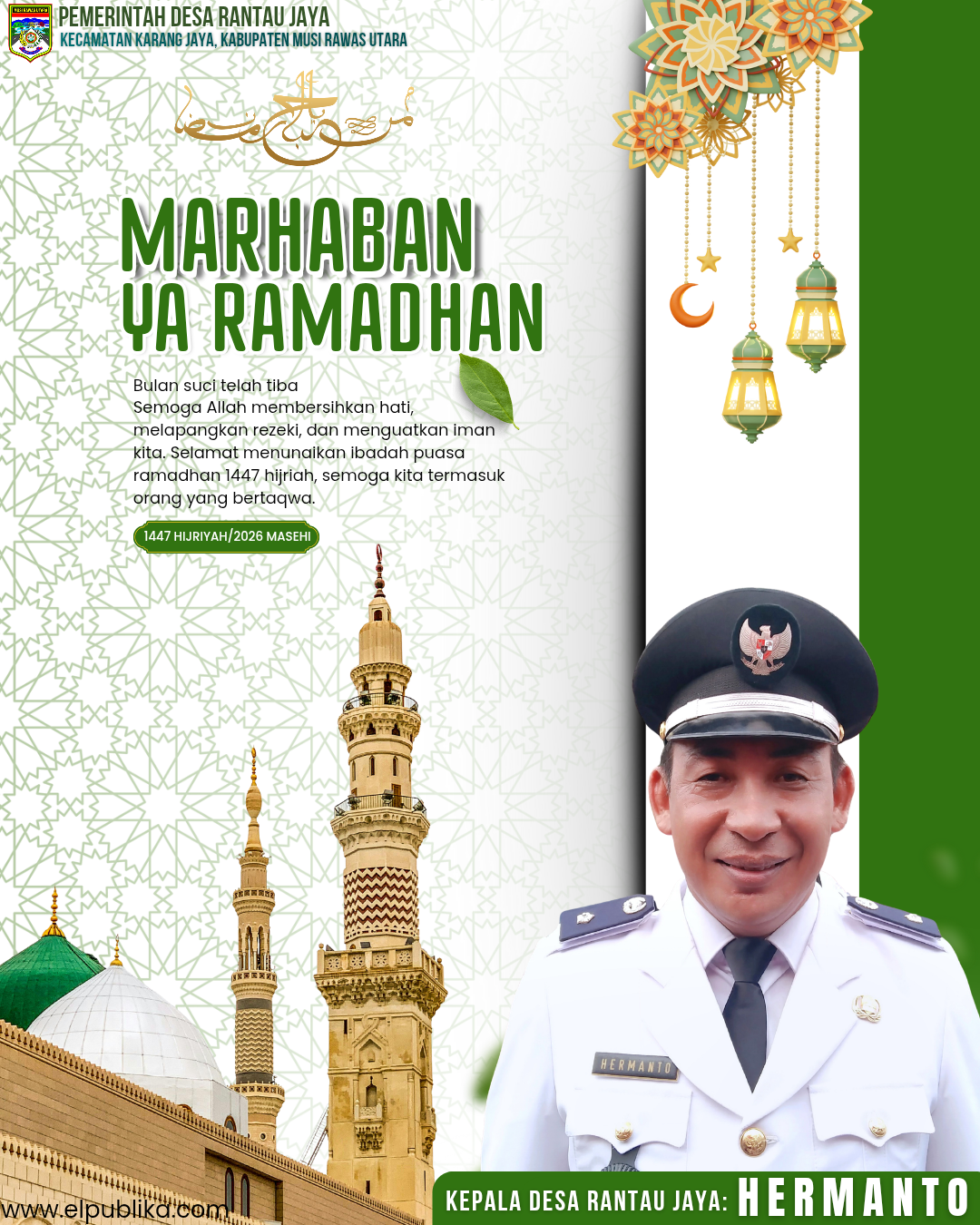 Kepala Desa Rantau Jaya mengucapkan marhaban ya ramadhan_