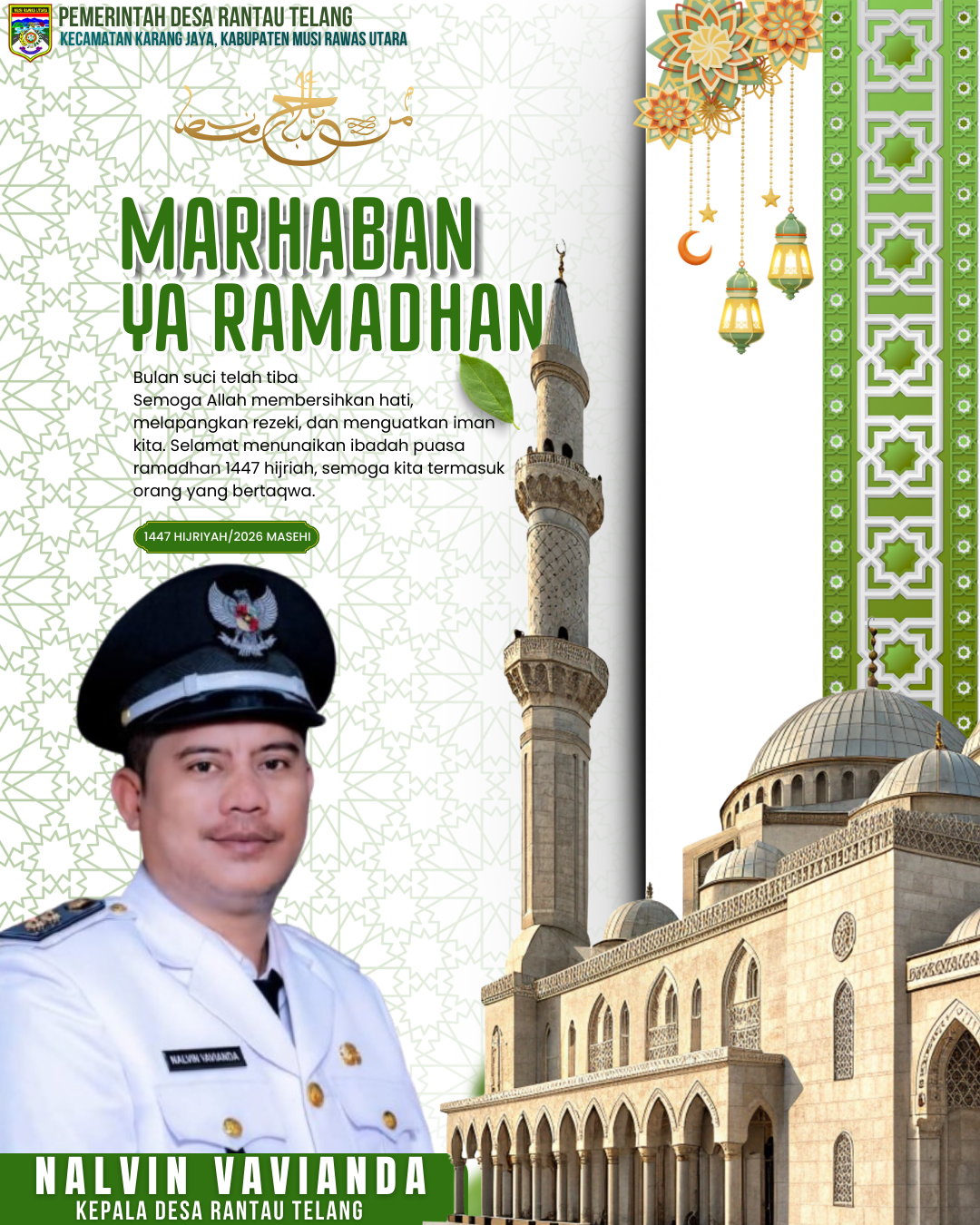 Kepala Desa Rantau Telang mengucapkan marhaban ya ramadhan