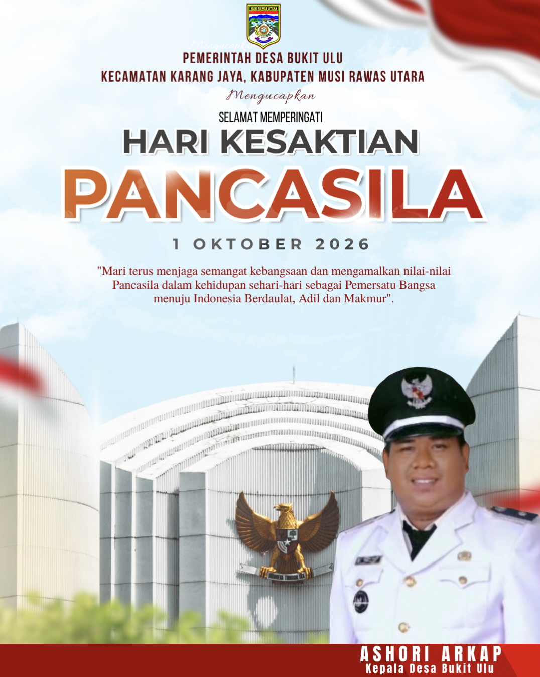 kades bukit ulu mengucapkan selamat memperingati hari kesaktian pancasila